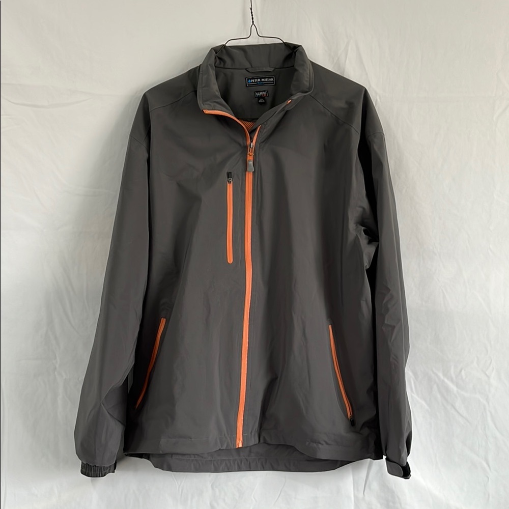 Peter Millar Gray and Orange Windbreaker with High Collar